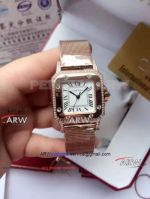 Perfect Replica Cartier Santos Rose Gold Diamond 32 MM Quartz Watch 